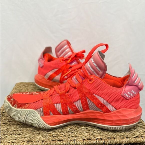 ADIDAS DAME 6 Basketball Sneakers Size 9 FU6808 Solar Red - Picture 4 of 7
